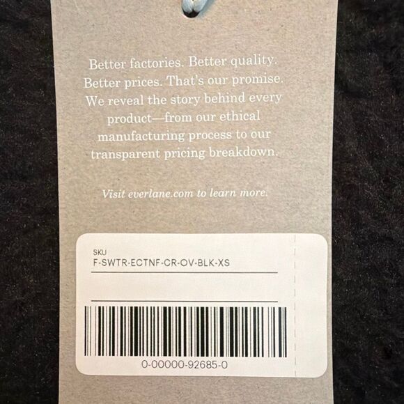 Everlane The ReNew Fleece Oversized Crewneck Sweatshirt Black Fleece Knit XS - Picture 6 of 9